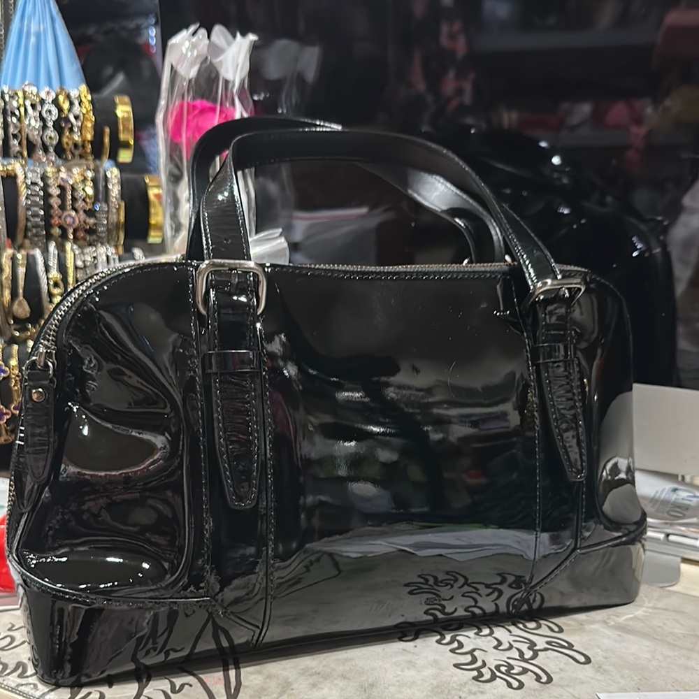 Burberry Black Satchel with Glossy Finish